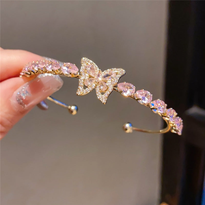 Sparkling Zircon Cuff Bracelet (Open-Ended)