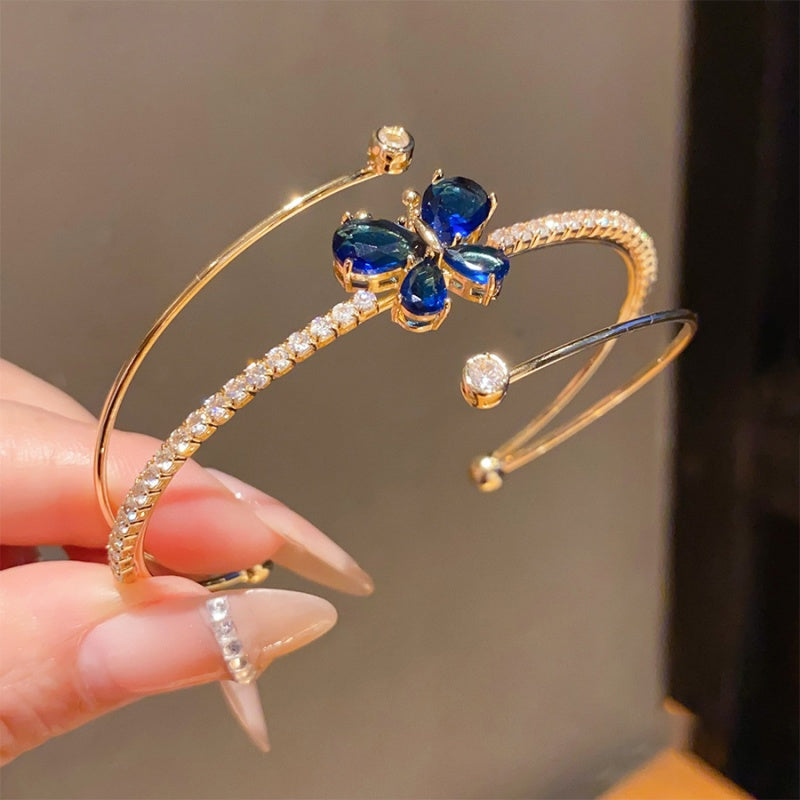 Sparkling Zircon Cuff Bracelet (Open-Ended)