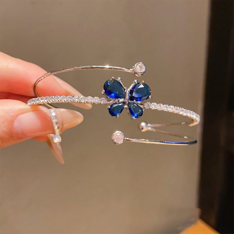 Sparkling Zircon Cuff Bracelet (Open-Ended)