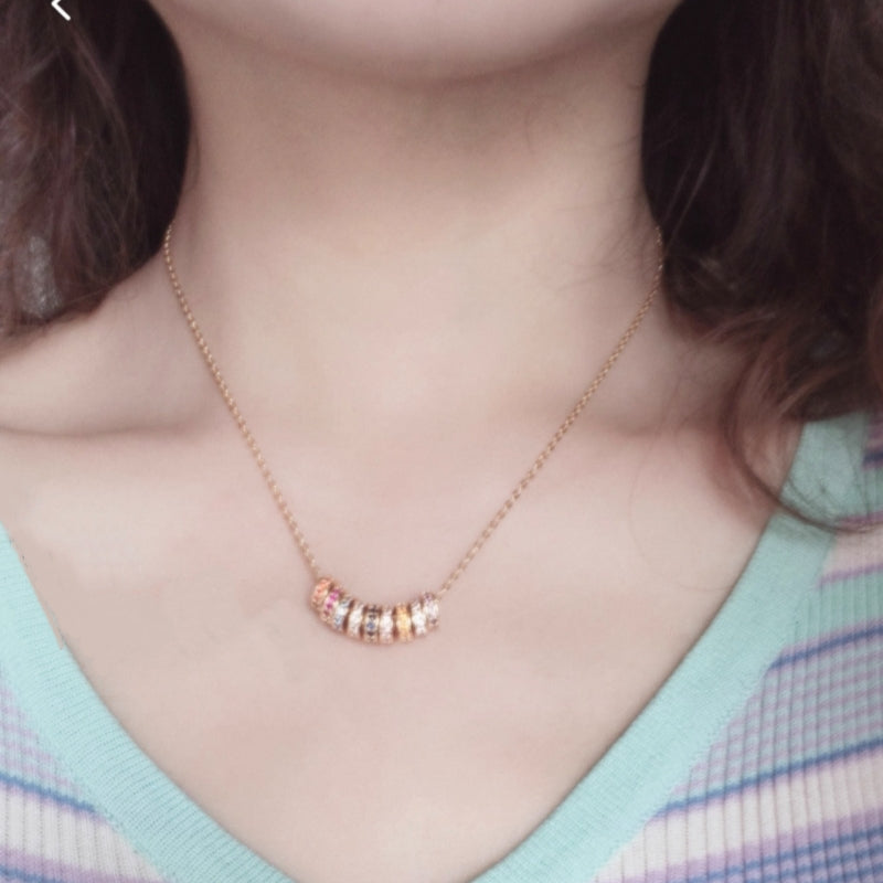 Rainbow Crystal Beaded Barrel Necklace
