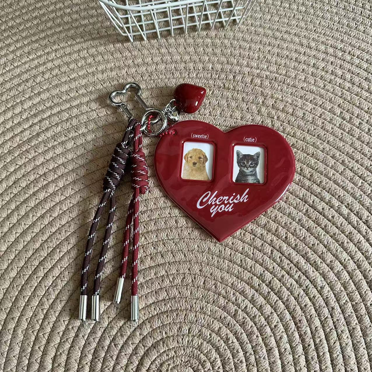 Heart pet photo holder Bag Charm
