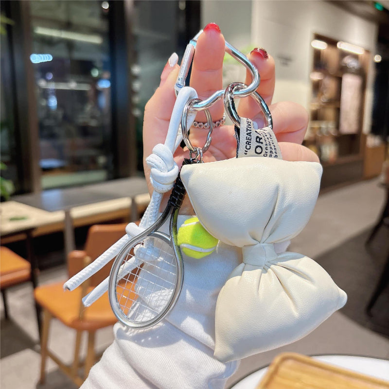Bowknot Tennis Racket Bag Charm