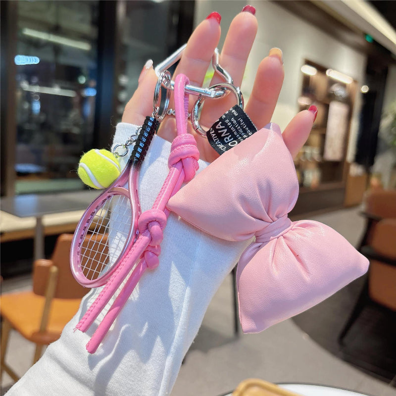 Bowknot Tennis Racket Bag Charm