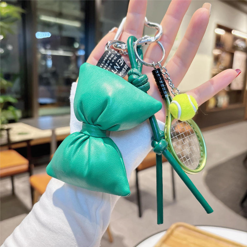 Bowknot Tennis Racket Bag Charm