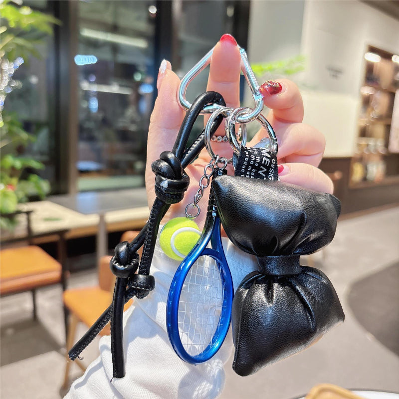 Bowknot Tennis Racket Bag Charm