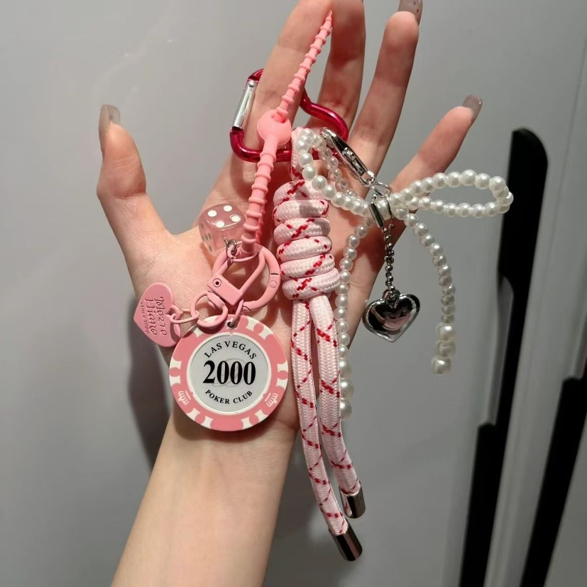 Pink chip bag charm