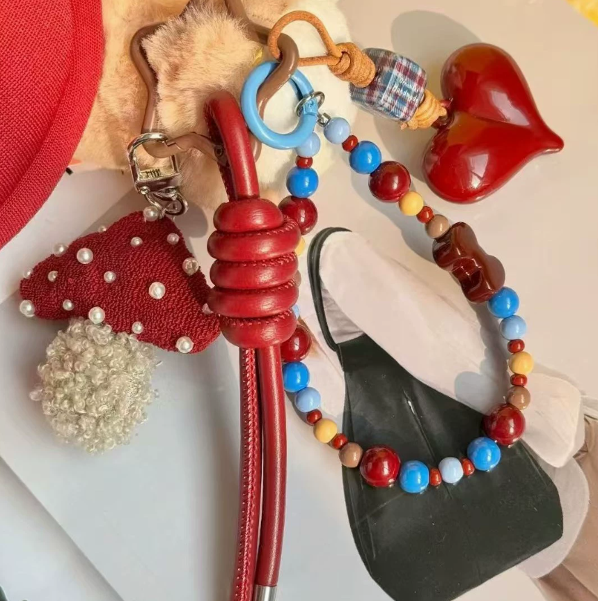 Ankara Red Vintage Mushroom Bag Charm