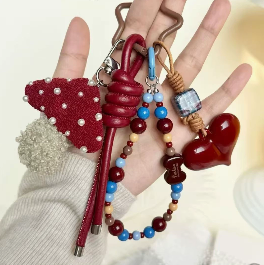 Ankara Red Vintage Mushroom Bag Charm