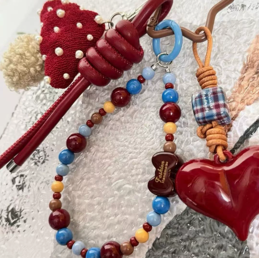 Ankara Red Vintage Mushroom Bag Charm