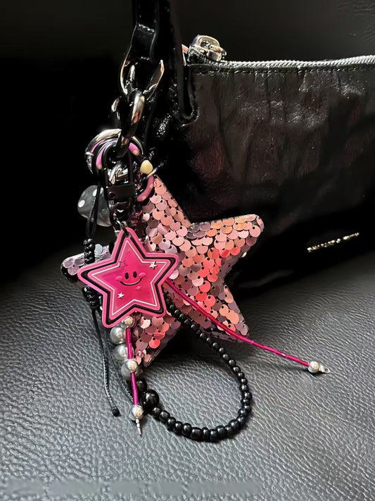 Black glitter stars Bag Charm