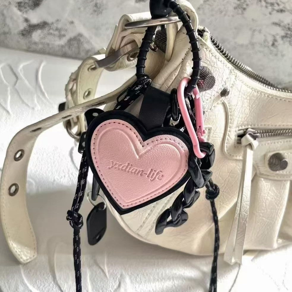 Ins black pink heart Bag Charm