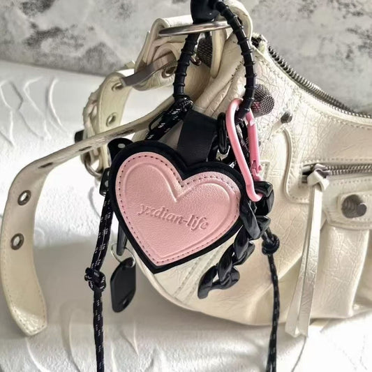 Ins black pink heart Bag Charm