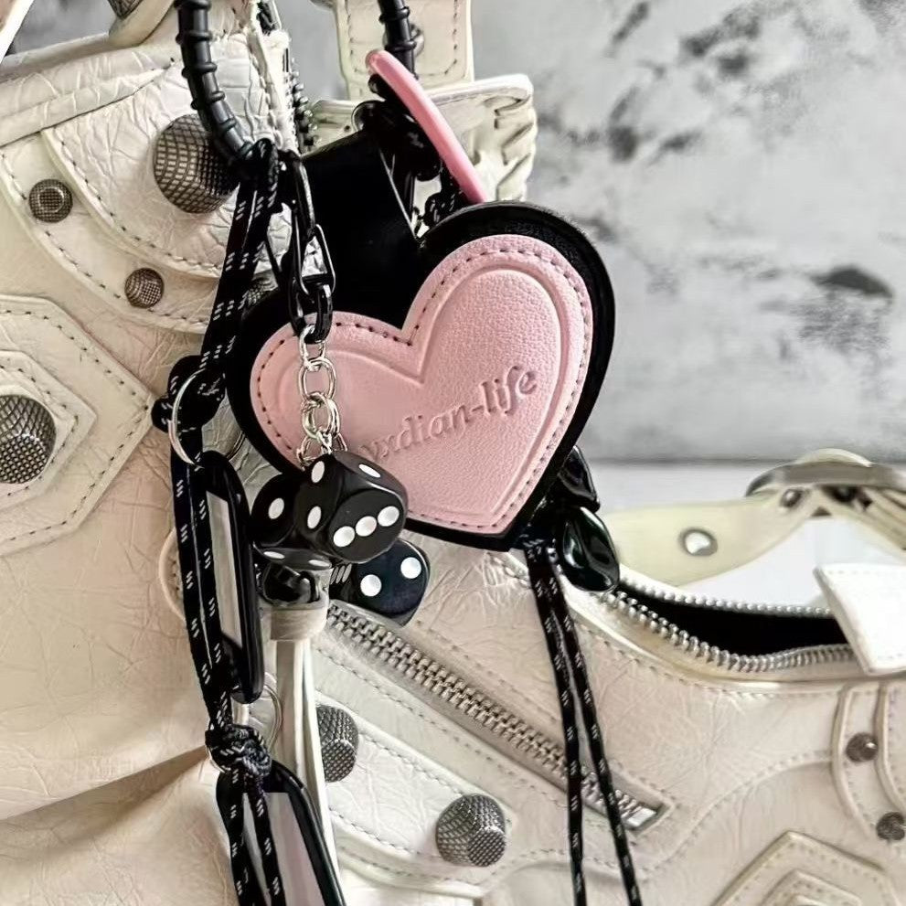 Ins black pink heart Bag Charm