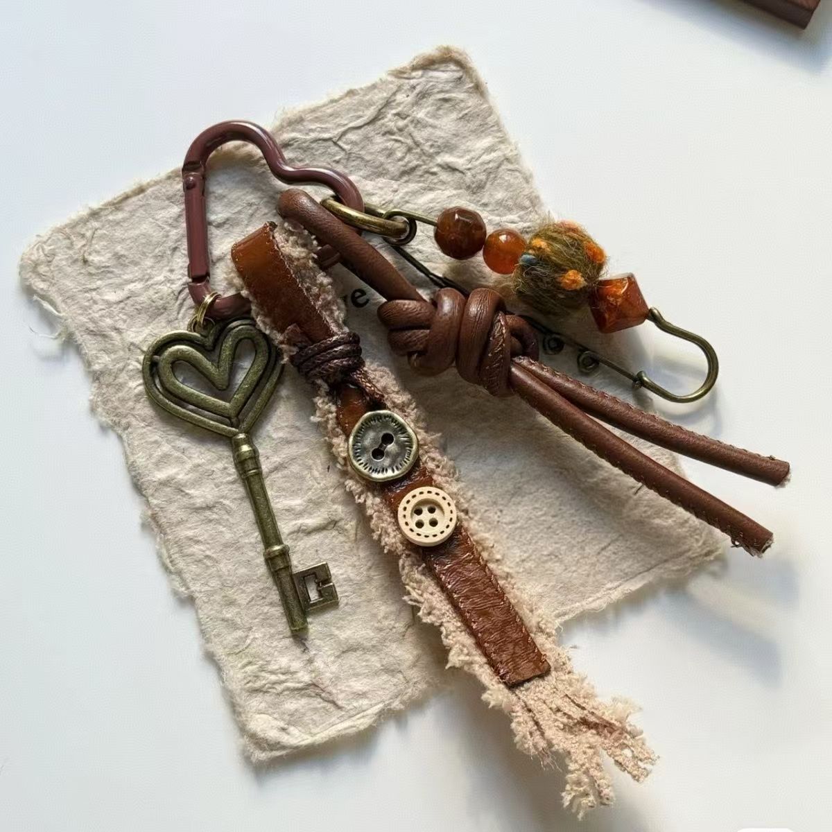 Vintage antique-style gilded key Bag Charm