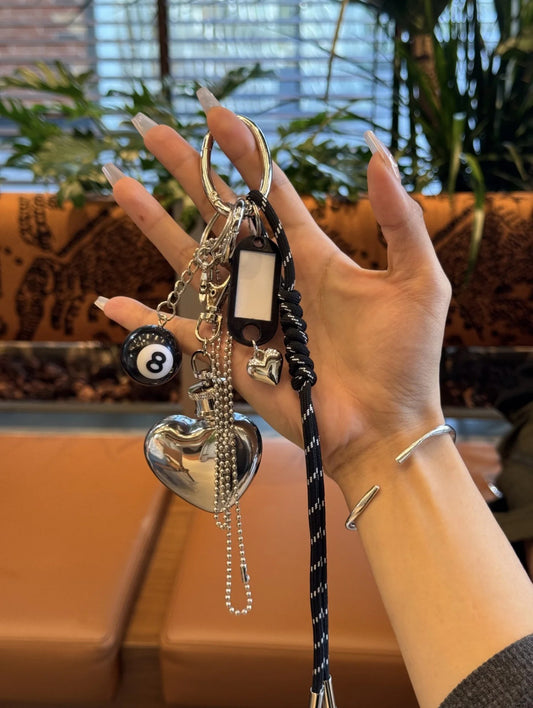 Metal heart black ball ⑧ Bag Charm