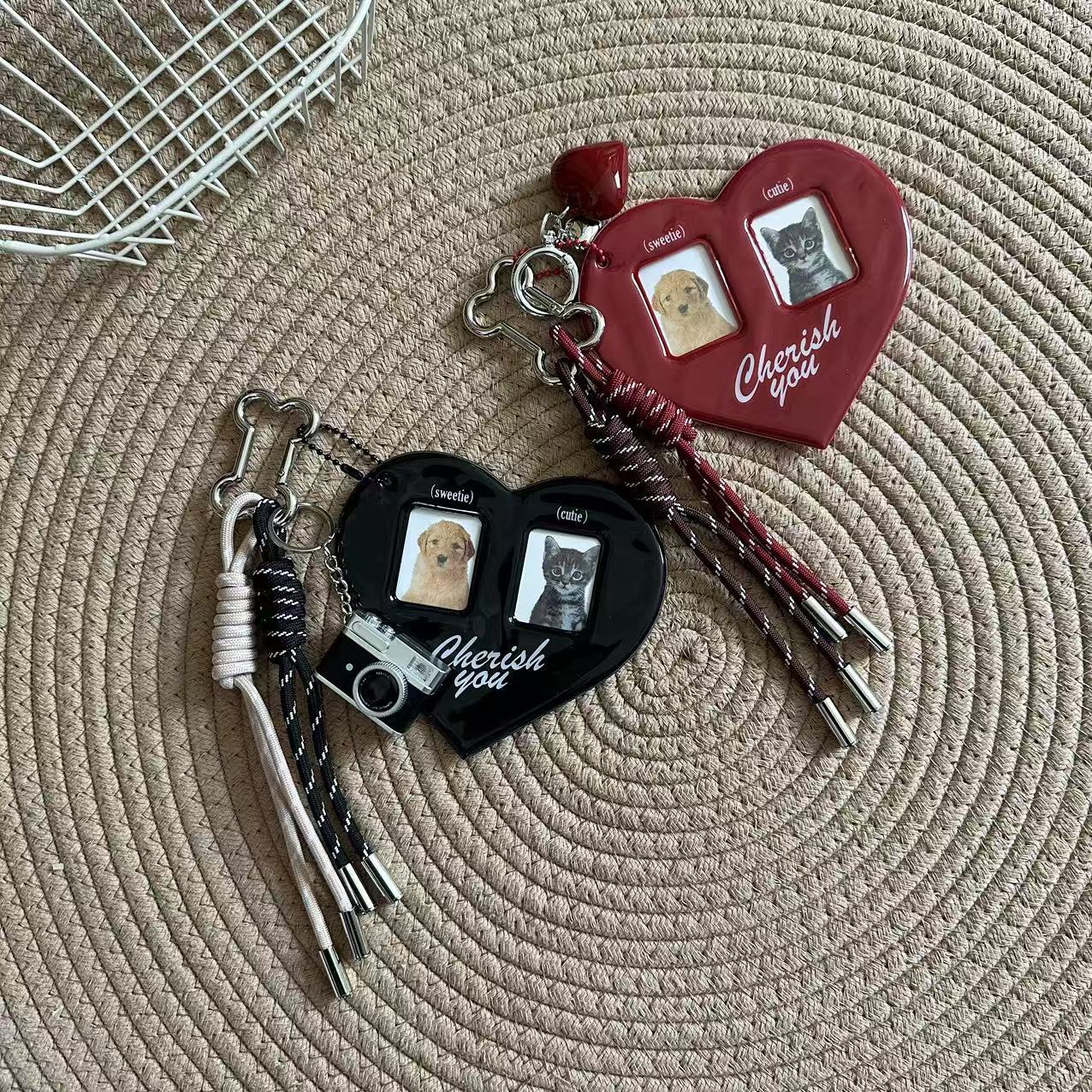 Heart pet photo holder Bag Charm