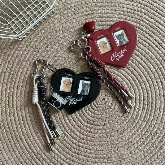 Heart pet photo holder Bag Charm