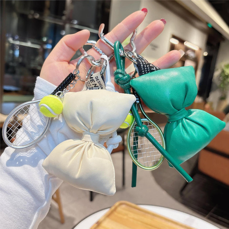 Bowknot Tennis Racket Bag Charm