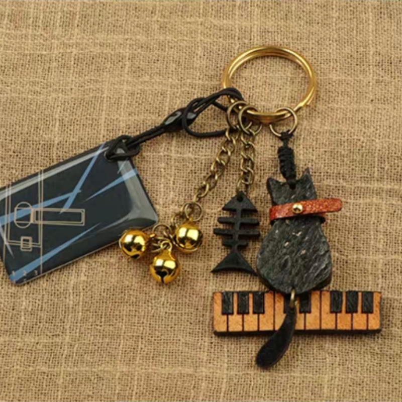 Fishbone Cat Bell Bag Charm