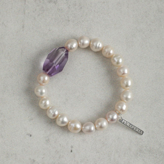 Raw Amethyst Pearl Bracelet