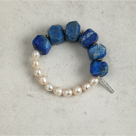 Large Lapis Lazuli Natural Pearl Bracelet