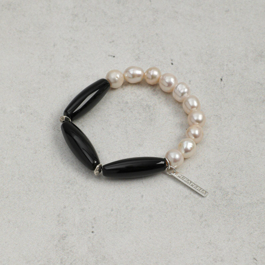 Handmade Black Onyx Pearl  Bracelet