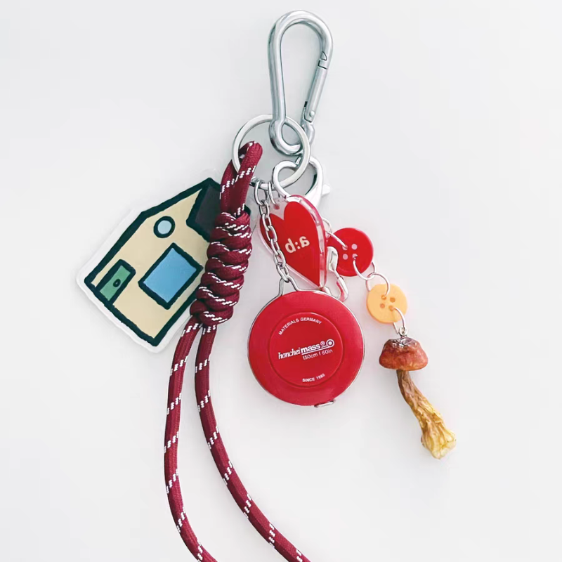 Whimsical House & Mushroom Bag Charm